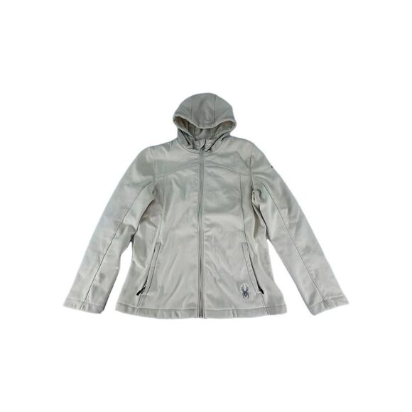 Spyder Women's Alyce Hydroweb Softshell Jacket Size M Off White Hoodie Full-Zip - Picture 1 of 15